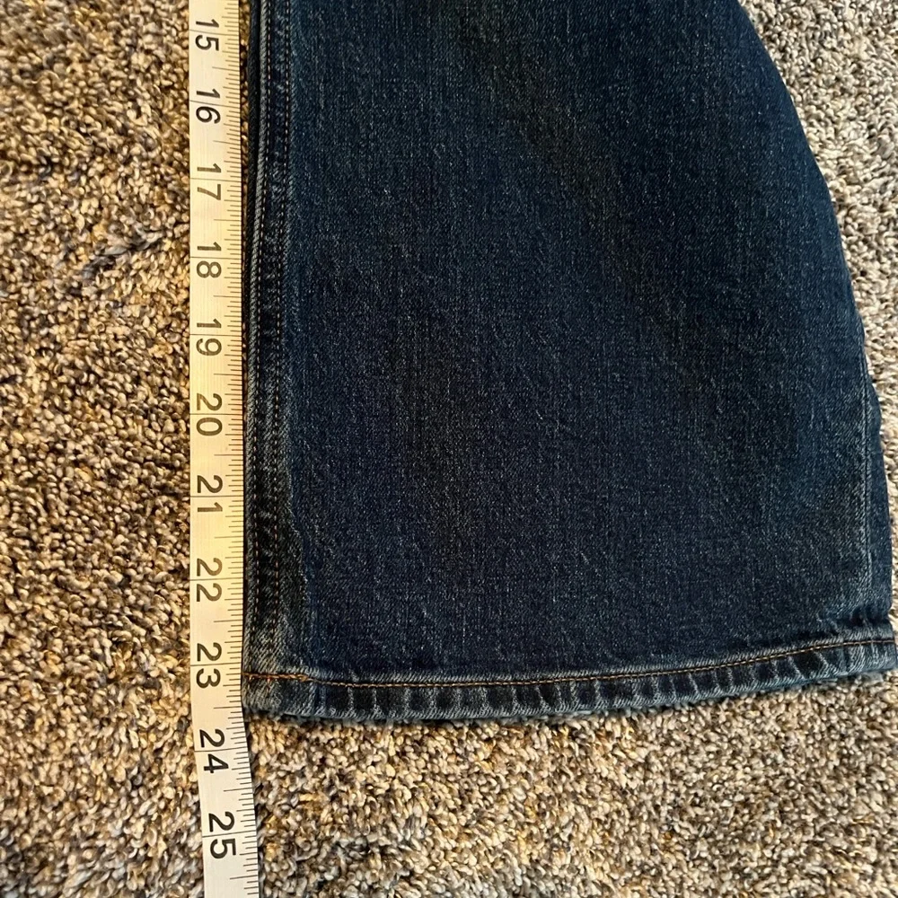 J Crew Women’s Dark Wash Mid Rise Flare Crop Denim Button Fly Petite - Picture 3 of 9